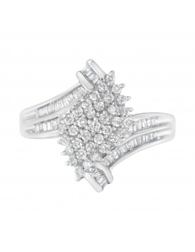 10kt White Gold 1ct TDW Diamond Crossover Cluster Ring (I-JI1-I2) d'Europe débarque