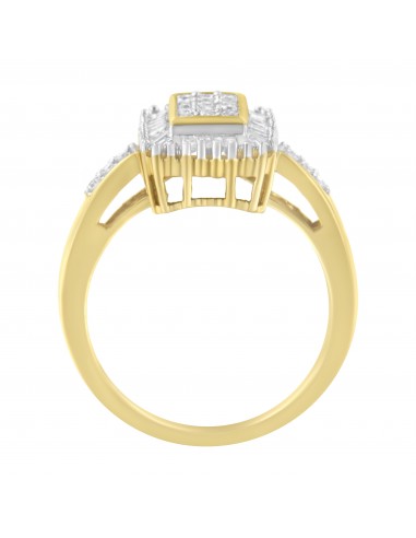 10kt Yellow Gold 1/2ct TDW Diamond Rectangle Cluster Ring (I-JI1-I2) paiement sécurisé