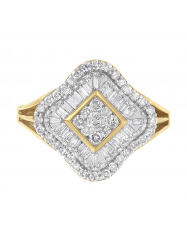 10kt Yellow Gold 1ct TDW Diamond Cocktail Cluster Ring (I-JSI2-I1) store