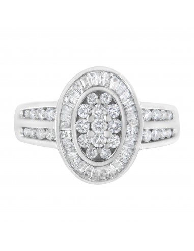 10kt White Gold 1ct TDW Diamond Cluster Ring (H-ISI2-I1) destockage