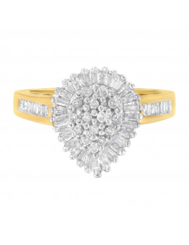 10kt Yellow Gold 3/4ct TDW Diamond Cluster Ring (H-II1-I2) destockage