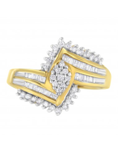 14kt Yellow Gold 1/2ct TDW Round and Baguette cut Diamond Ring (H-ISI2-I1) l'achat 