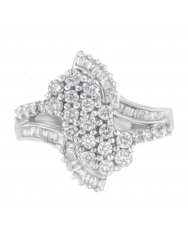 10kt White Gold 1ct TDW Round and Baguette cut Diamond Ring (H-II1-I2) sélection de produits