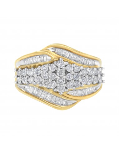 10kt Yellow Gold 1 1/2ct TDW Round and Baguette cut Diamond Ring (H-II2-I3) 50-70% off 