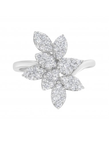 14k White Gold 1ct TDW Diamond Floral Cluster Ring (H-ISI2-I1) hantent personnes