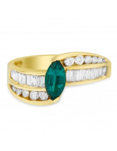 14K Yellow Gold 1ct TDW Treated Emerald Gemstone and Diamond Bypass Ring (H-I SI2-I1) Vous souhaitez 