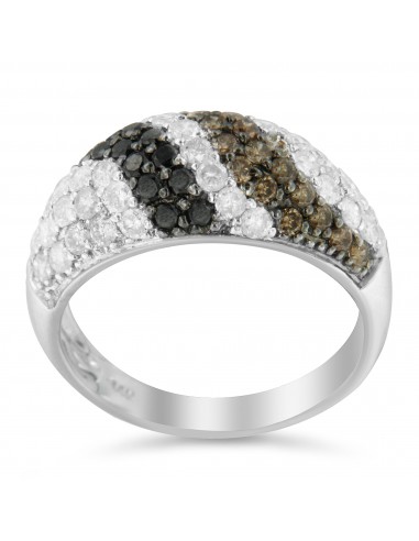 14K White Gold 1 1/2ct TDW Treated Champagne and Black Diamond Wave Band RIng (Black I2-I3) le concept de la Pate a emporter 