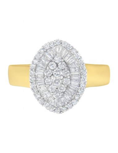 10K Yellow Gold 1ct TDW Round and Baguette cut Diamond Ballerina Ring (H-ISI2-I1) Par le système avancé 