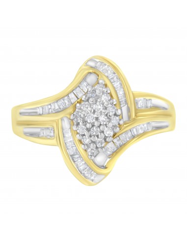 14K Yellow Gold 1/2 ct TDW Diamond Bypass Cluster Ring (H-II1-I2) Fin de série