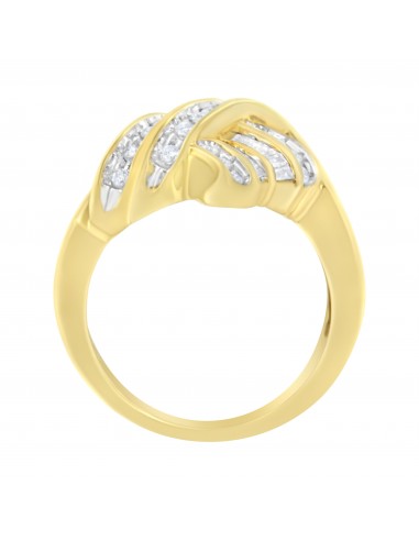 14K Yellow Gold 1ct TDW Diamond Crossover Ring (H-ISI1-SI2) rembourrage situé sous