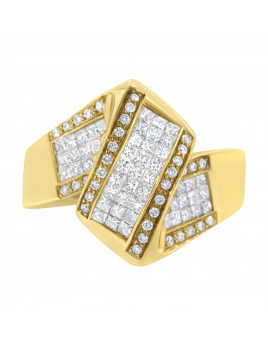 10K Yellow Gold 1ct TDW Diamond Cocktail Bypass Ring (H-ISI1-SI2) est présent 