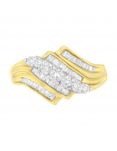 10K Yellow and White Gold 1 Carat TDW Diamond Bypass Ring (H-II1-I2) solde