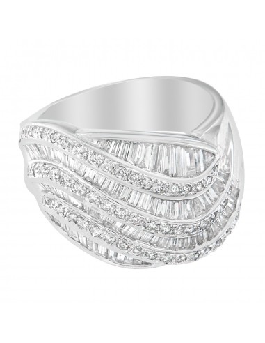 14K White Gold 2ct TDW Round and Baguette cut Diamond Cocktail Ring (H-IVS2-SI1) le concept de la Pate a emporter 